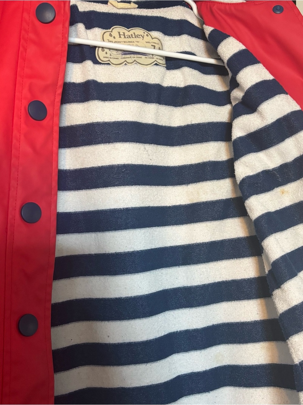 Kids Red Hooded Raincoat Jacket Hatley size 7 - Picture 8 of 8